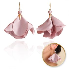   Függő fülbevalók, szemet gyönyörködtető textilvirágok, gyöngyök K1703