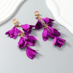   Függő fülbevaló, szemet gyönyörködtető tüll virág, lila K1705