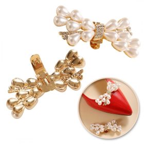   Cirkónikkal és gyöngyökkel díszített, masnis cipőcsipesz, 2 db. KDB52