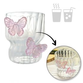   Barázdált pohár, hullámos falú, rózsaszín PILLANGÓK 260 ml 1 db SZK161