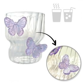   Barázdált pohár, hullámos falakkal, PILLANGÓK lila 260 ml 1 db SZK162