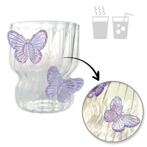 Barázdált pohár, hullámos falakkal, PILLANGÓK lila 260 ml 1 db SZK162