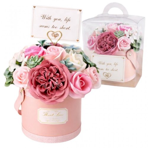 Műrózsa virágcsokor, illatos, dobozban 21x22cm BUK10R