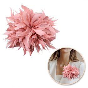   Dekoratív bross, hajcsat 2 az 1-ben tollakkal, púderrózsaszín BZ207R
