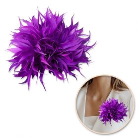 Dekoratív bross, hajcsat 2 az 1-ben tollakkal lila BZ207FIO