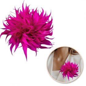   Dekoratív bross, hajcsat 2 az 1-ben tollakból, fukszia BZ207F