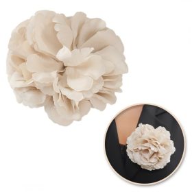   Dekoratív bross, impozáns virág 15 x 15 cm krémszínű BZ208