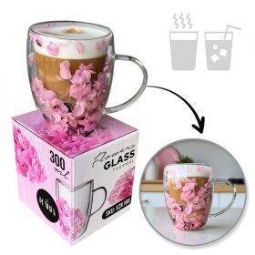   Hőpohár virágokkal, fátyolvirággal, hortenziával, rózsákkal, 300 ml, 1 db. SZK165