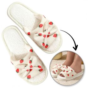  Szigetelt papucs masnival, STRAWBERRIES, csúszásgátló PAN04R39, 39-es méret