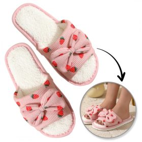   Szigetelt papucs masnival, STRAWBERRIES, csúszásgátló PAN05R39, 39-es méret