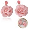 Függő fülbevaló, figyelemfelkeltő csipkevirág, rózsaszín RÓZSA bedugó K1707