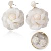 Függő fülbevaló, szemet gyönyörködtető csipkevirág, krémszínű RÓZSA bedugó K1708