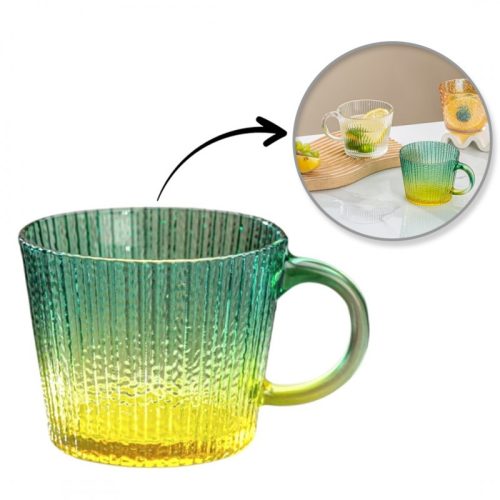Nagy, barázdált üvegpohár, üvegzöld ombre, 380 ml, 1 db. SZK176