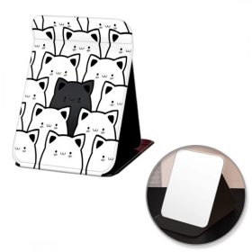   Kozmetikai tükör öko bőrből, nyitható, álló, nagy, macskák 15 x 20 cm L24