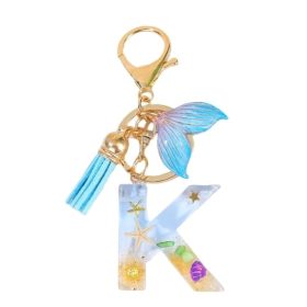   Kulcstartó "K" BETŰ, TENGER, sellőfarok, kagylók, rojtok BRL353K