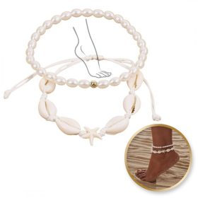   2 az 1-ben bokalánc KAGYLÓK zsinóron, tengeri csillag GYÖNGYÖK B544