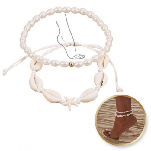 2 az 1-ben bokalánc KAGYLÓK zsinóron, tengeri csillag GYÖNGYÖK B544