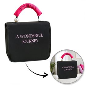   Elegáns összecsukható kozmetikai táska fogantyúval, fekete KS153CZ