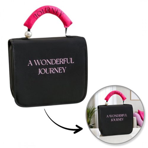 Elegáns összecsukható kozmetikai táska fogantyúval, fekete KS153CZ