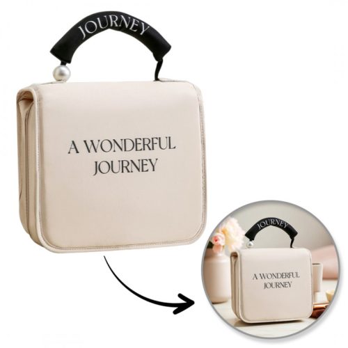 Elegáns, összecsukható kozmetikai táska füllel, krémszínű KS153K