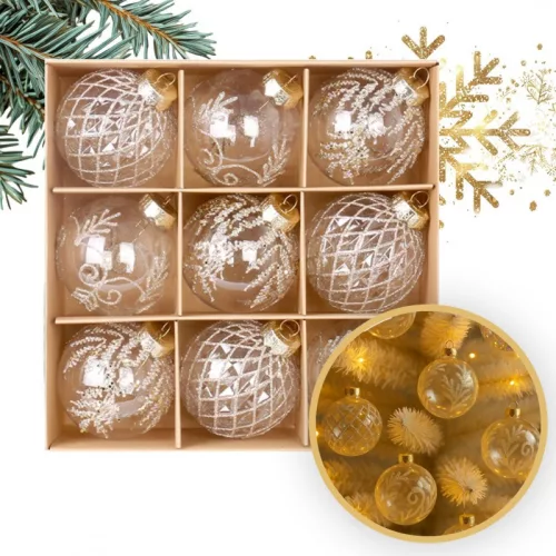 9 db-os gömbdísz készlet 8 cm-es csomagban, BSN61 karácsonyfadíszek