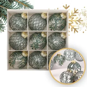   9 db-os gömbdísz készlet 8 cm-es csomagban, BSN62 karácsonyfadíszek