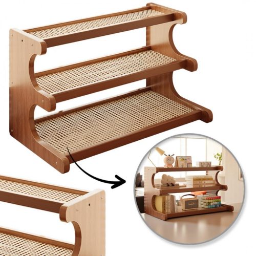 Multifunkcionális 3-szintes bambusz polc, asztali polc 19x50x31 cm SZ49