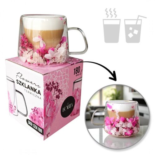 Termosz pohár hortenziával és rózsákkal 180 ml 1 db SZK188