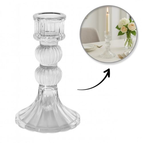 Dekoratív üveg gyertyatartó Glamour 13 cm - SW15