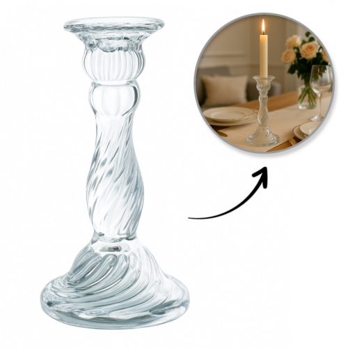 Dekoratív üveg gyertyatartó Glamour 16,5 cm - SW16