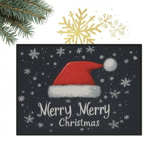 Karácsonyi lábtörlő MERRY MERRY CHRISTMAS fekete 60x90cm DYW15