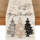 Vászon karácsonyi asztali futó, MARRY CHRISTMAS, karácsonyfák 180 x 33cm BZK07