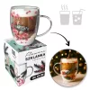 Hőpohár virágokkal belül, karácsonyi díszítésekkel, hóval 300 ml 1 db SZK198