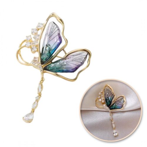 Dekoratív pillangós bross cirkónia kövekkel BZ209