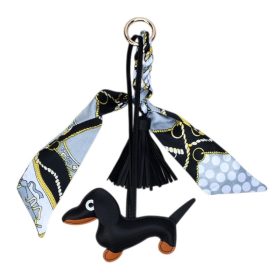 TACSONY fekete bőr kulcstartó rojtokkal BRL374CZ