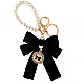 Kulcstartó fekete masnival és gyöngyökkel BRL362CZ