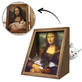   Kaparófás házikó MACSKÁNAK - Mona Lisa képkeret, CAT29 ágy
