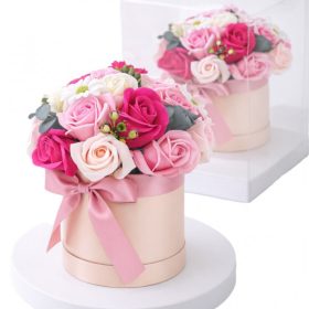 Műrózsa virágcsokor, illatos, dobozban 16x16x23cm BUK23