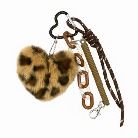 Bolyhos plüss szív alakú párduc kulcstartó BRL382