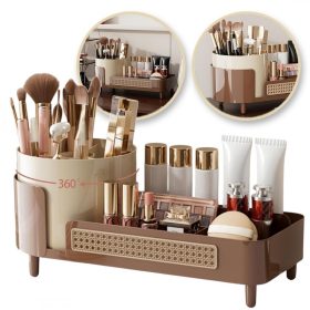   Ecsettartó, kozmetikai eszközökhöz, bécsi fonat, forgatható, 34,5x7,8x15 cm CB75BR