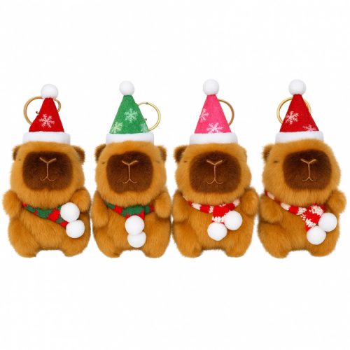 Plüss karácsonyi kapibara kulcstartó 1 db. VÉLETLENSZERŰ SZÍN BRL394