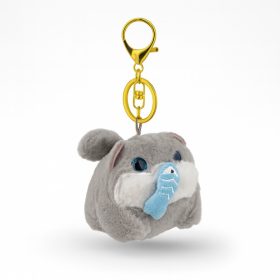   Kulcstartó - Macska halat fogva göndör farkú, szürke BRL398SZ