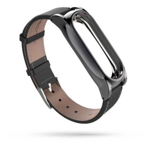 TECH-PROTECT Herms Xiaomi Mi Band 3/4 bőrszíj, fekete