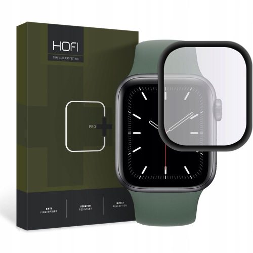 Védőfólia Hofi okosórához, Apple Watch 4/5/6/SE készülékkel kompatibilis, Üveg, Átlátszó, Fekete