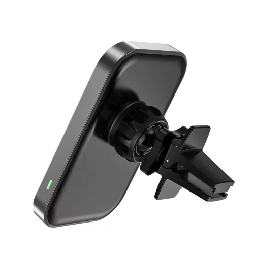 Tech-Protect, CW19, Mágneses autós tartó, szellőzőrácsra rögzíthető, MagSafe kompatibilis, vezeték nélküli töltés, 360 fokos elforgatás, USB-C kábel mellékelve, Fekete