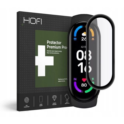 Glass Pro HOFI Hybrid Glass Védőfólia, 0.3 mm, 7H, Xiaomi Mi Band 6 kompatibilis, Fekete