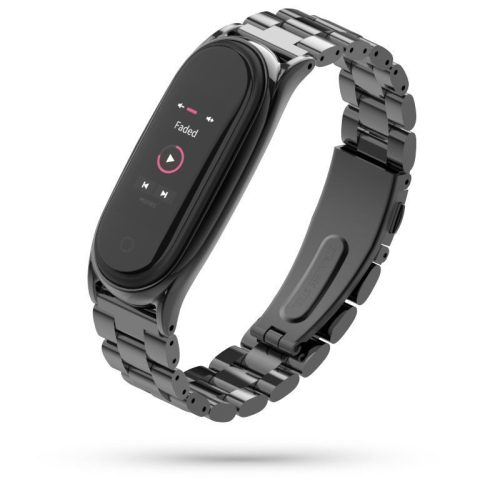 Tech-Protect Óraszíj Xiaomi Mi Band 5 / 6 készülékhez, Rozsdamentes acél, fekete