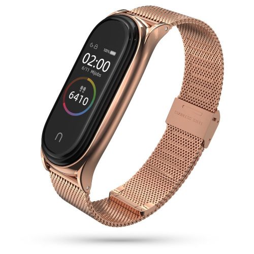 Tech-Protect Milaneseband Xiaomi Mi Band 5 , Rosegold rozsdamentes acél szíj