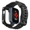 Spigen Tough Armor Pro tok és szíj kompatibilis az Apple Watch 7/8 45 mm-es, fém fekete