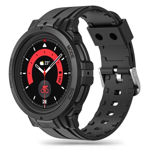 Samsung Galaxy Watch 5 Pro (45 mm) okosóra szíj+tok - Tech-Protect SCOUT fekete szilikon szíj+tok